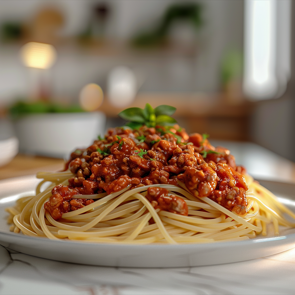 a plate of Low FODMAP red meat sauce and pasta