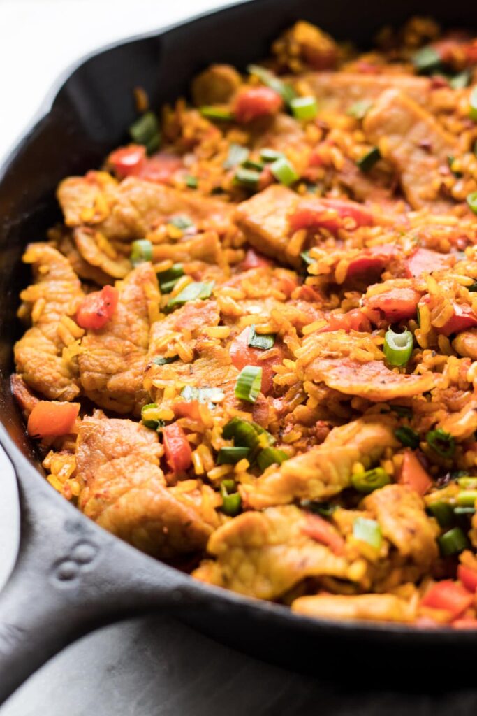 Low FODMAP pork paella