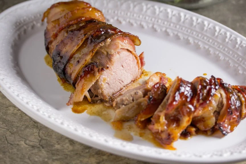 Low FODMAP bacon wrapped pork loin