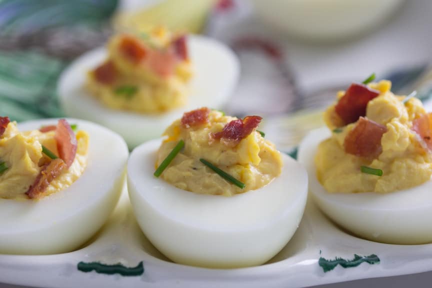 Low FODMAP bacon chive deviled eggs